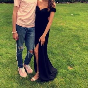 COPY - black off the shoulder windsor prom press